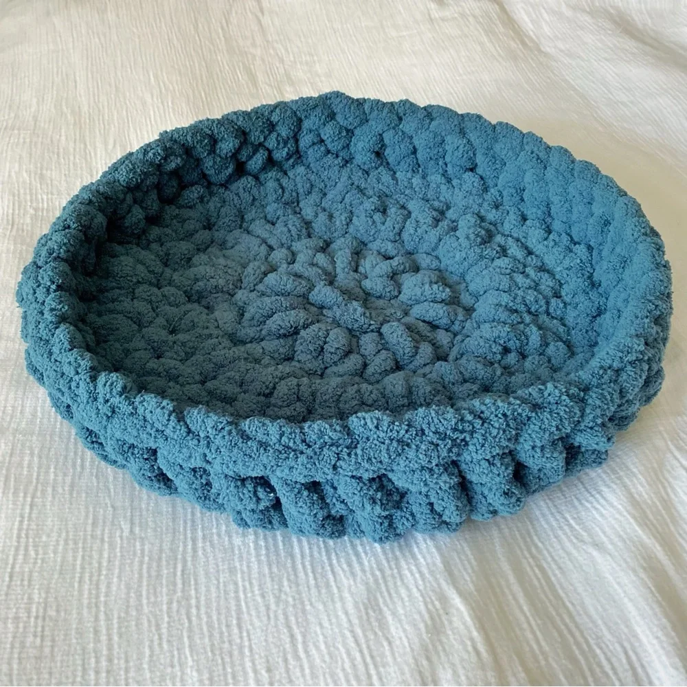 New crochet pet bed in dark teal